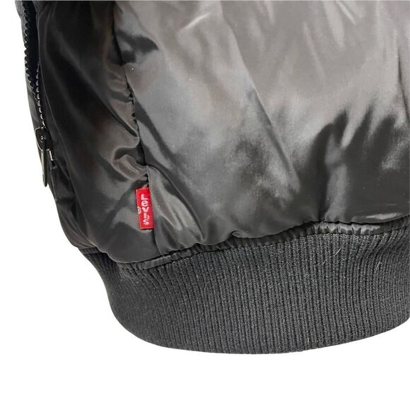 Levi's Faux Fur trim Snorkel Bomber jacket Medium black - Picture 11 of 13
